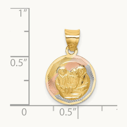 w/Rose and White Rhodium D/C Baptism Pendant, 14K
