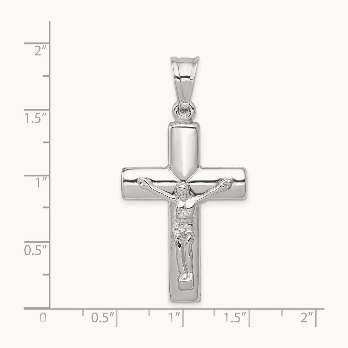 Reversible Crucifix Pendant — 14K White Gold, 48mm