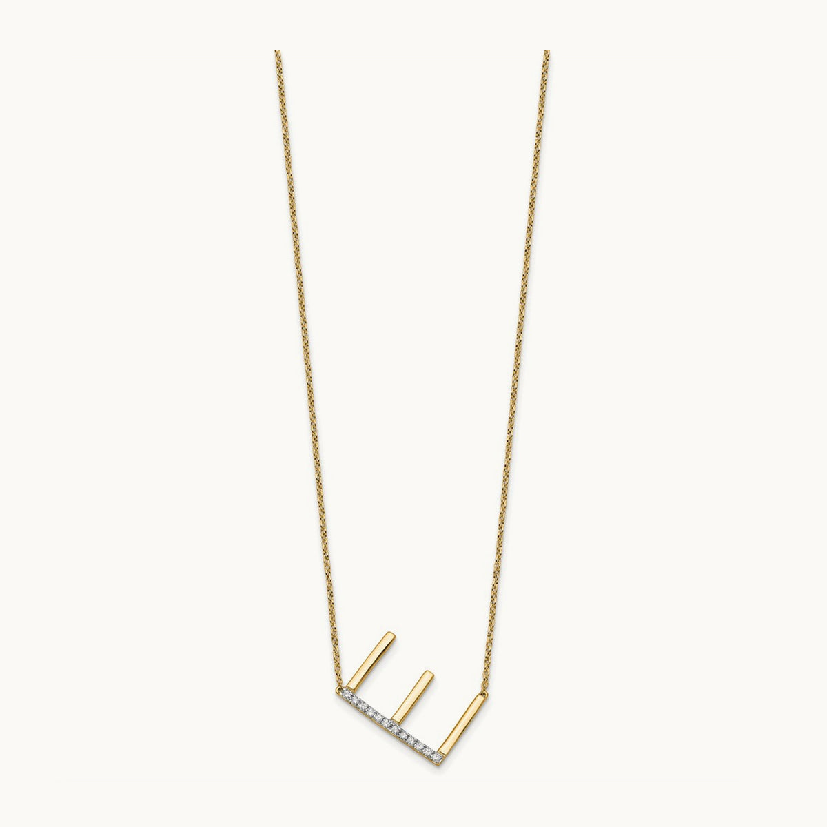 Sideways Diamond Necklace — 14K Yellow Gold, E