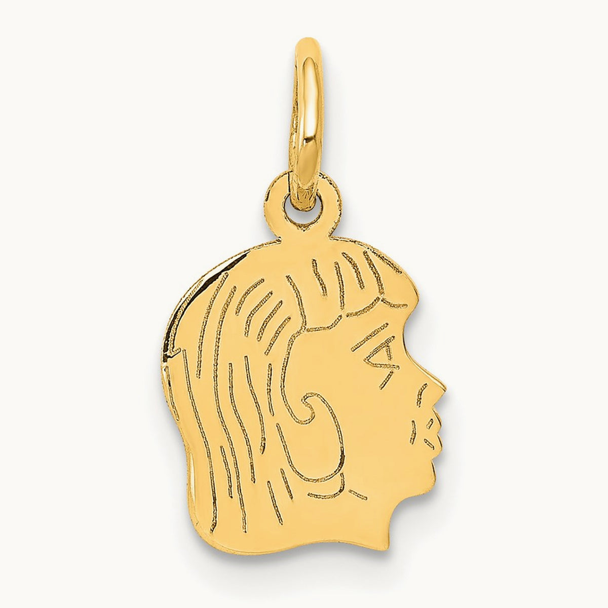 .018 Depth Engravable Girl Head Charm — 17mm