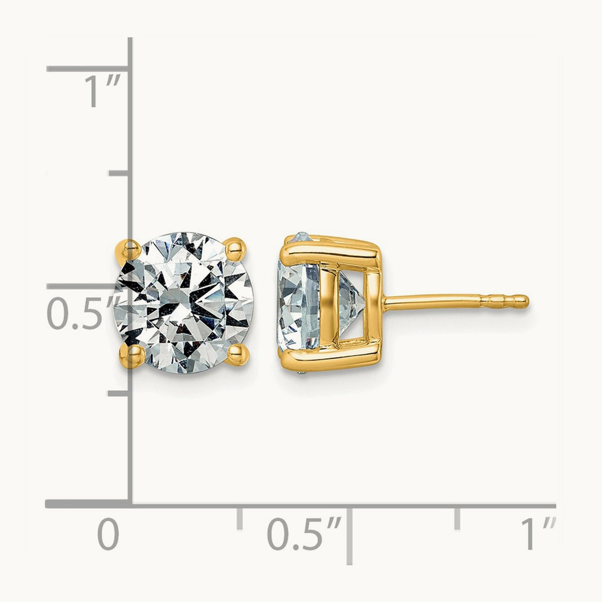 Round Lightweight Earrings, 0.25-6.00 ct tw Lab-Grown Diamond — 5 ct, 14K Yellow Gold