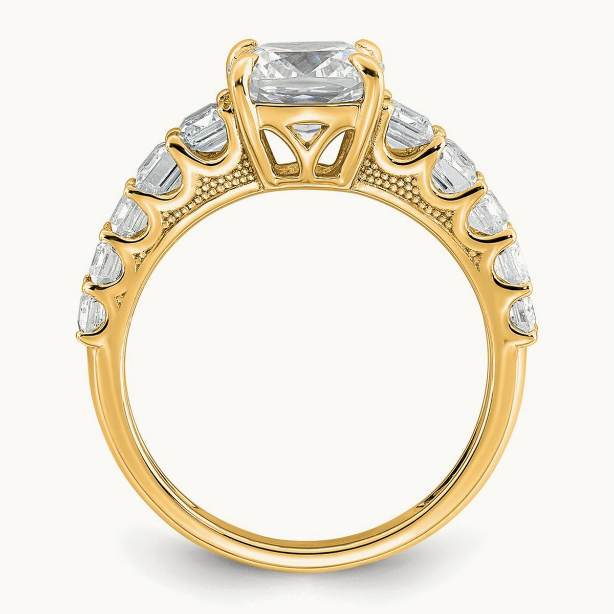 Cushion Engagement Ring, 3.25 ct tw Lab-Grown Diamond — 14K Yellow Gold