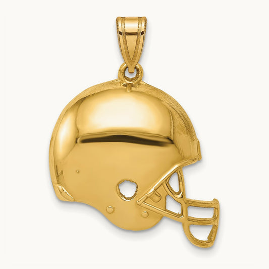 Polished Football Helmet Pendant, 14K