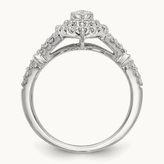 Marquise Semi-Mount Double Halo Engagement Ring, 0.50 ct tw