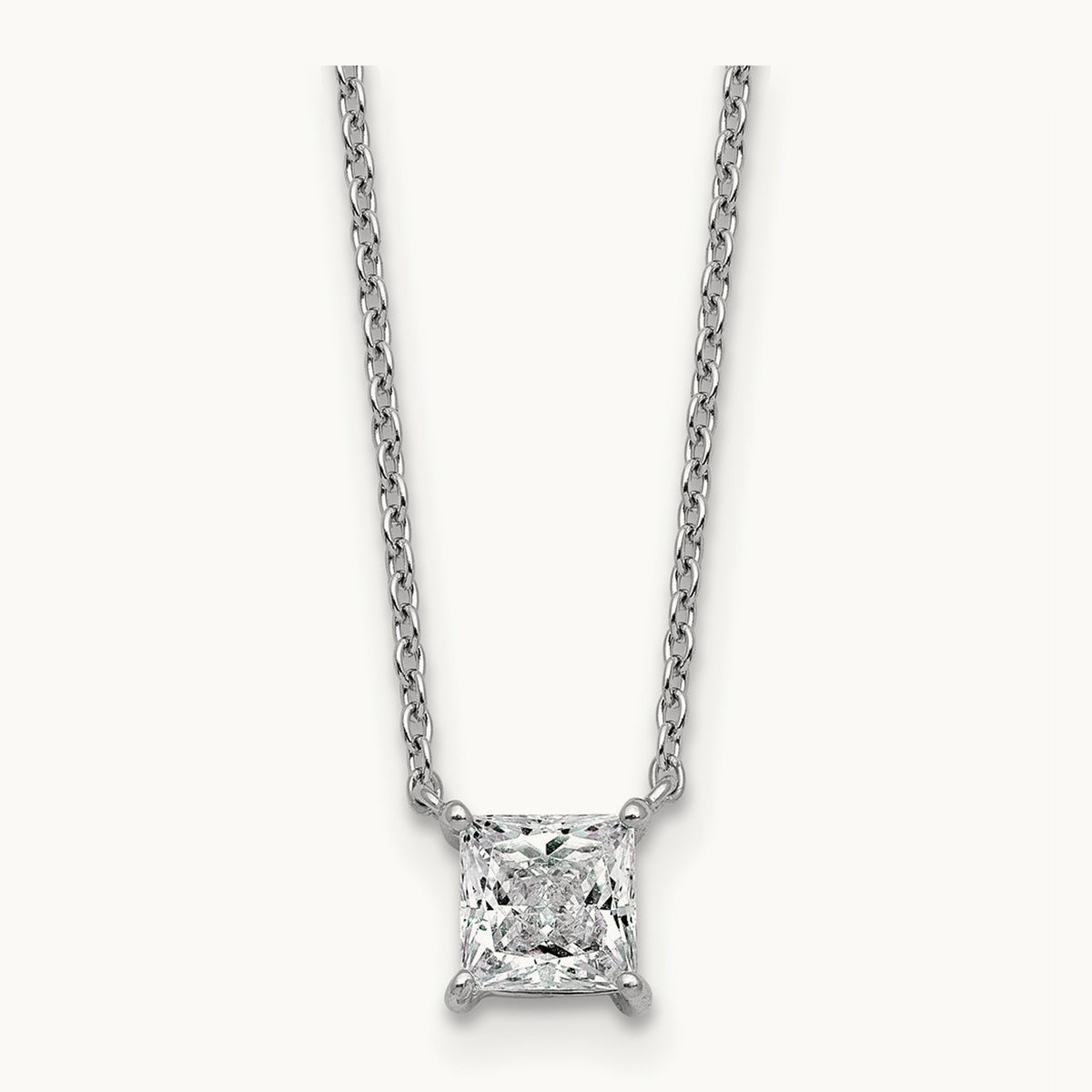 Princess Pendant Necklace, 0.25-4.00 ct tw Lab-Grown Diamond — 3/4 ct, VS (Best), 14K White Gold