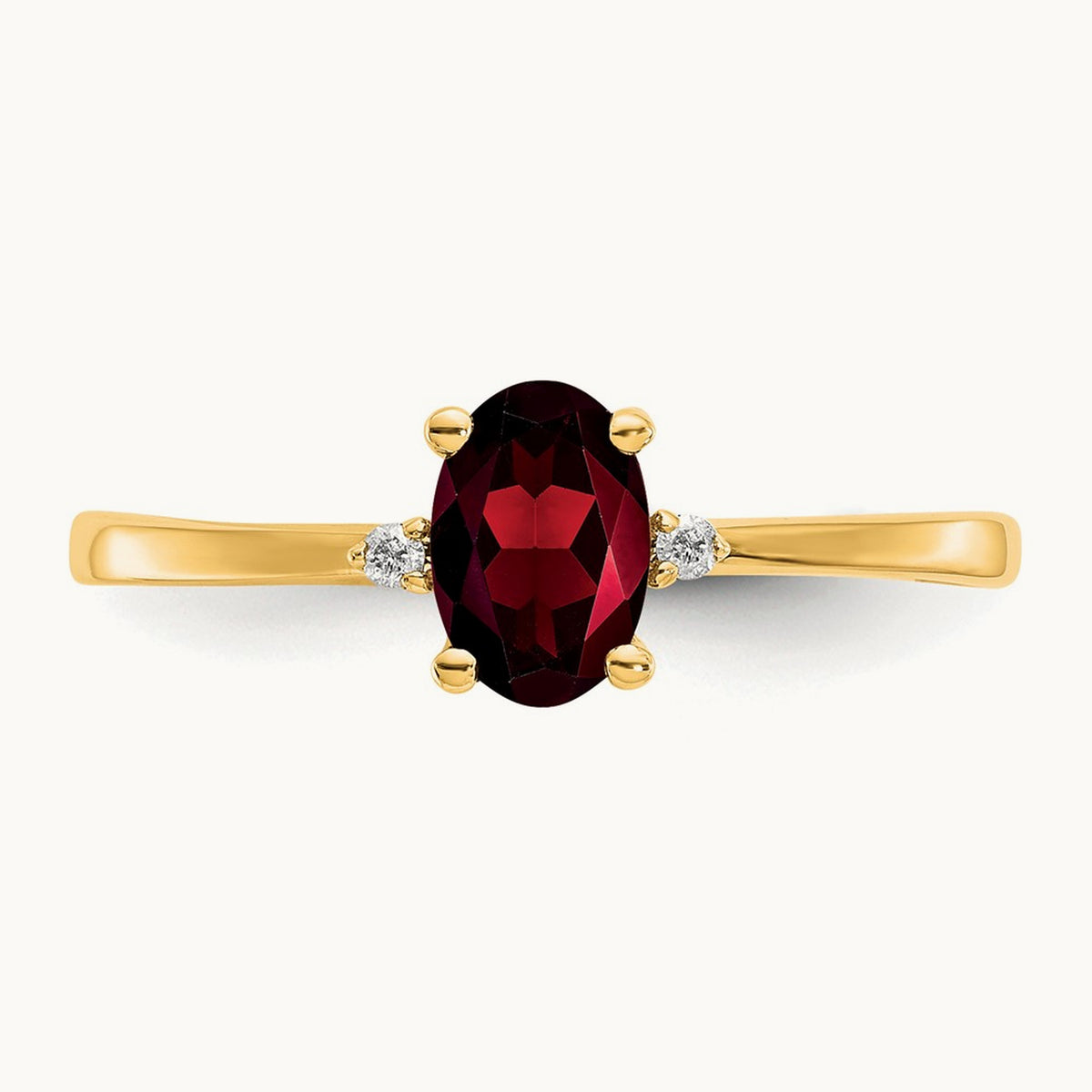Diamond & Garnet Birthstone Ring — 14K Yellow Gold, 6