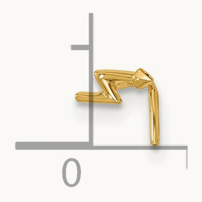 22 Gauge Lightning Bolt Nose Stud, 14K