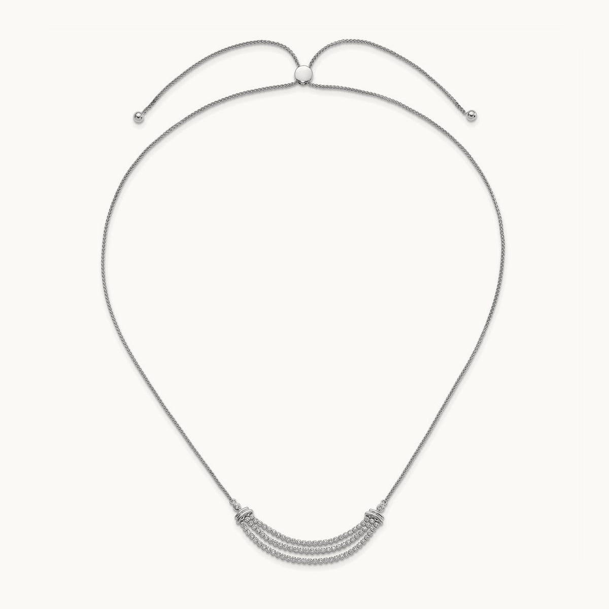 Adjust 3 Row Tennis Style Bolo Necklace, 2.25 ct tw Lab-Grown Diamond