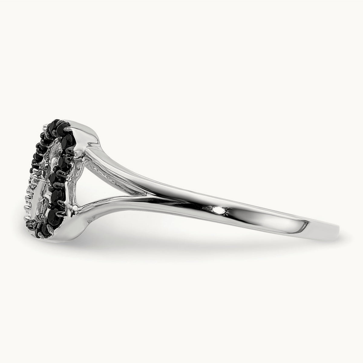 Black and White Diamond Infinity Heart Ring, 14K White Gold