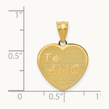 Polished Te Amo Heart Pendant, 14K