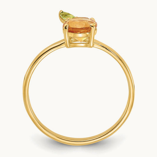 Citrine and Peridot Orange Ring, 14K Gold