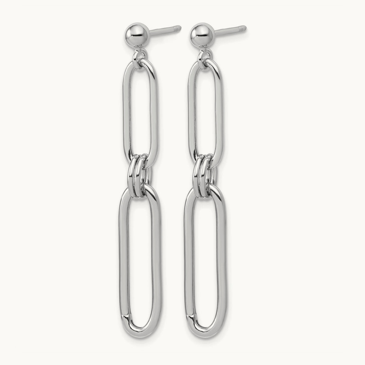 RH-plt Polish Paperclip Link Dangle Post Earrings, Sterling Silver — Leslie's