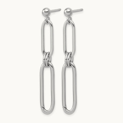 RH-plt Polish Paperclip Link Dangle Post Earrings, Sterling Silver — Leslie's