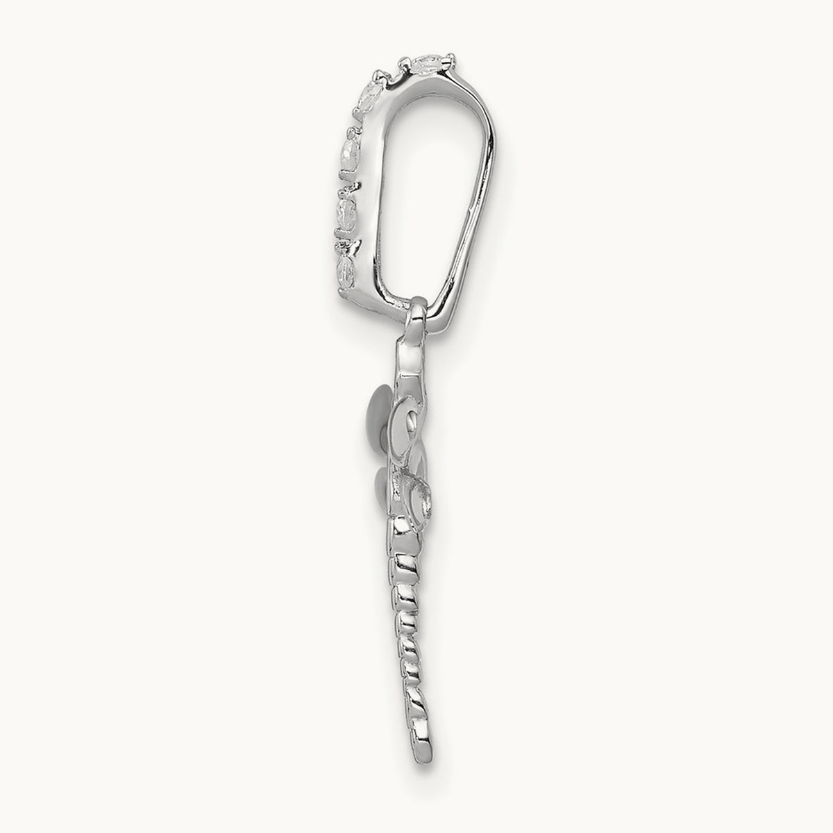 Blue and White Diamond Dragonfly Pendant, 14K White Gold