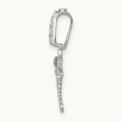 Blue and White Diamond Dragonfly Pendant, 14K White Gold