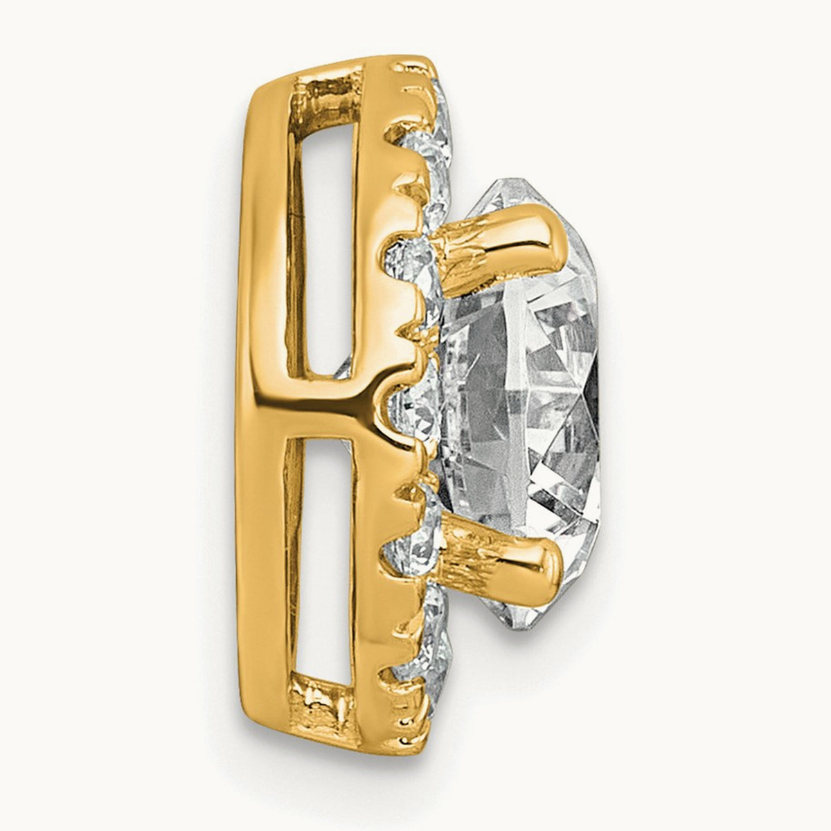 Round Halo Chain Slide Pendant, 0.25-5.00 ct tw Lab-Grown Diamond — 3 ct, 14K Yellow Gold