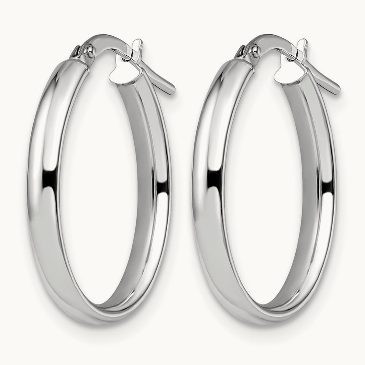 Polished Oval Hoop Earrings, 14K White Gold — Leslie's
