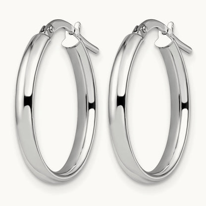 Polished Oval Hoop Earrings, 14K White Gold — Leslie's