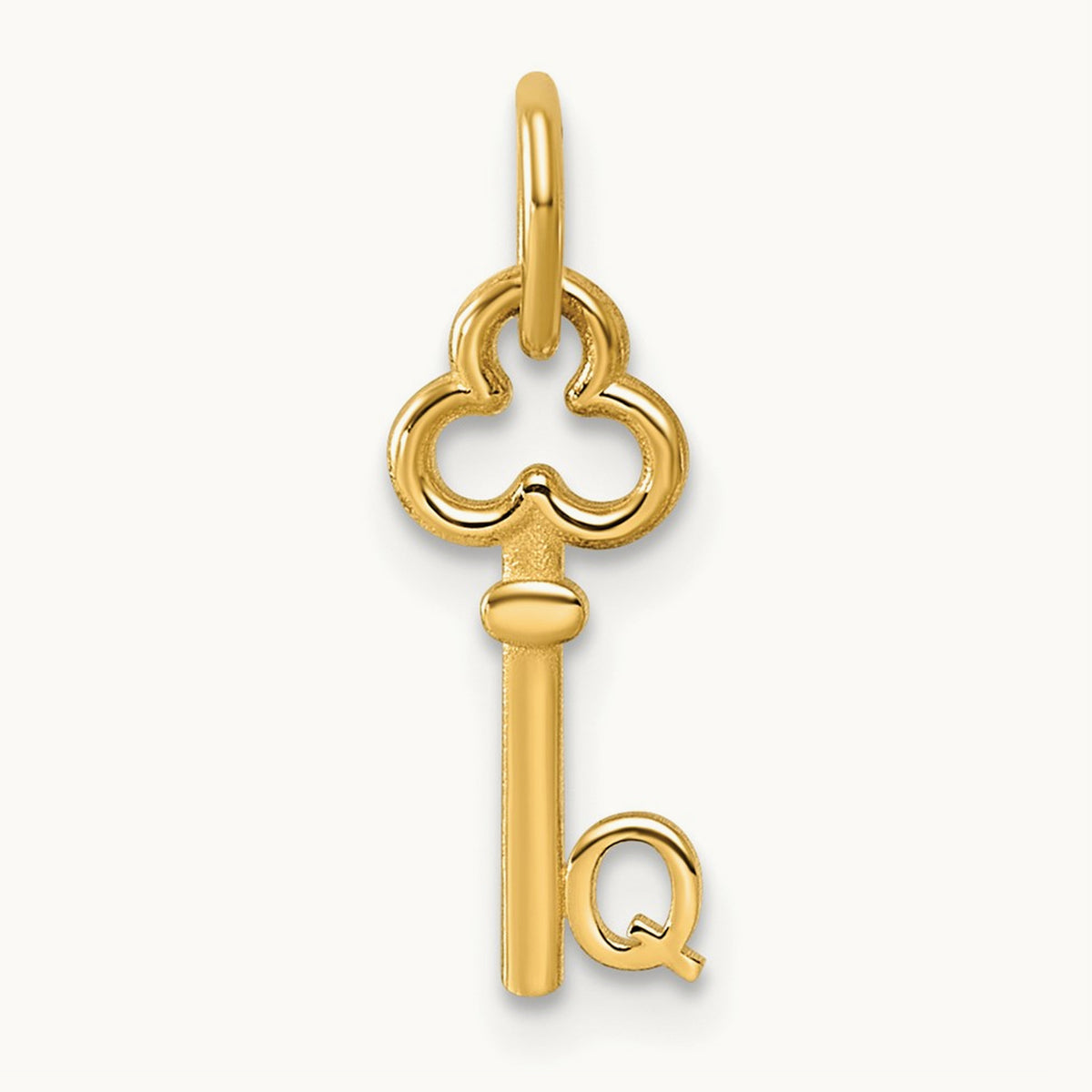 Key Letter Q Initial Charm, 14K
