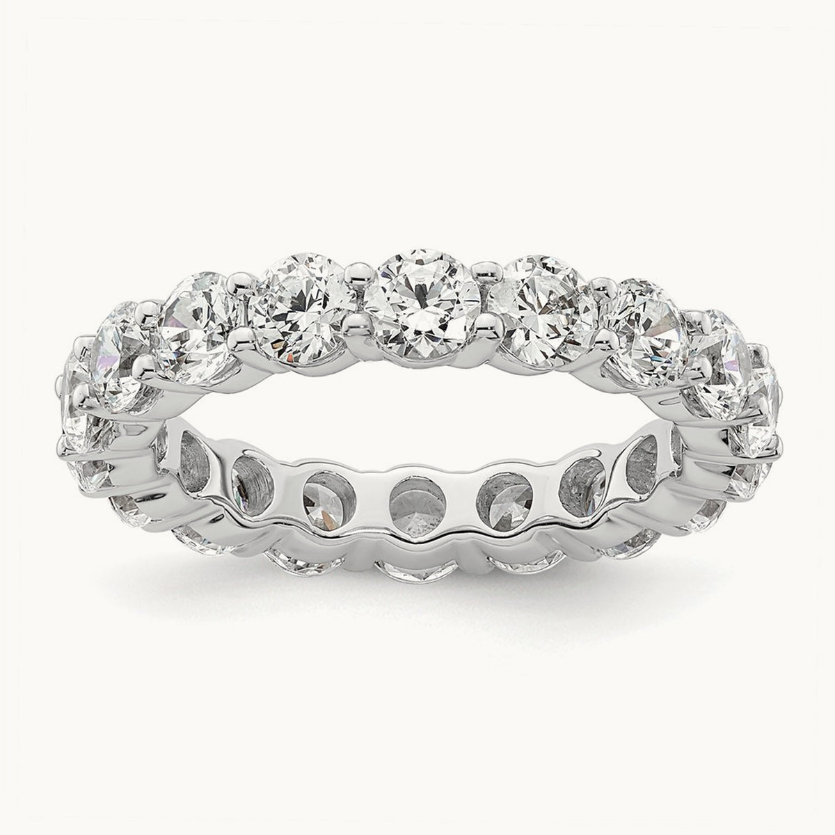 Polished Shared Prong Diamond Eternity Band, 3.00 ct tw — 14K White Gold