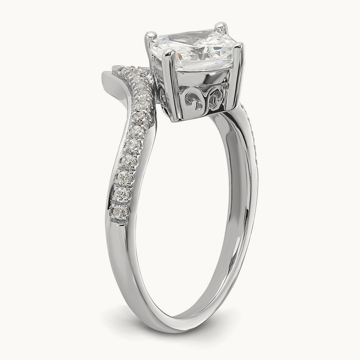 Asymmetric Cushion Semi-Mount Engagement Ring, 0.20 ct tw