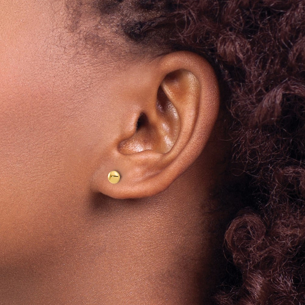 Polished Button Post Earrings — 14K Yellow Gold, 4.5mm