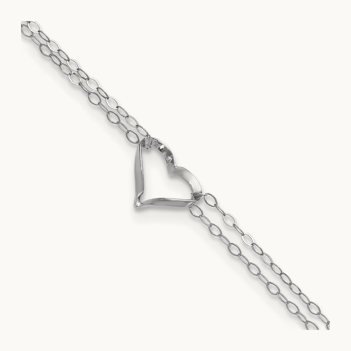 Double Strand Heart 10in Plus 1in extension Anklet — 14K White Gold