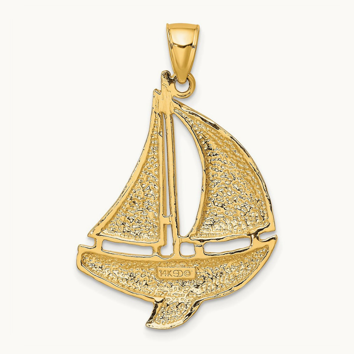 2-D Polished Sailboat Charm — 38.7mm