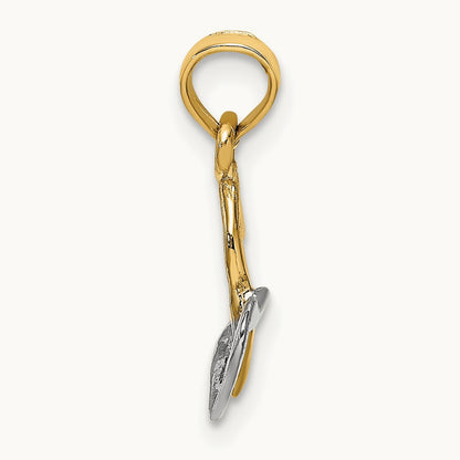Polished Hearts Interwined Charm, 14K with White Rhodium