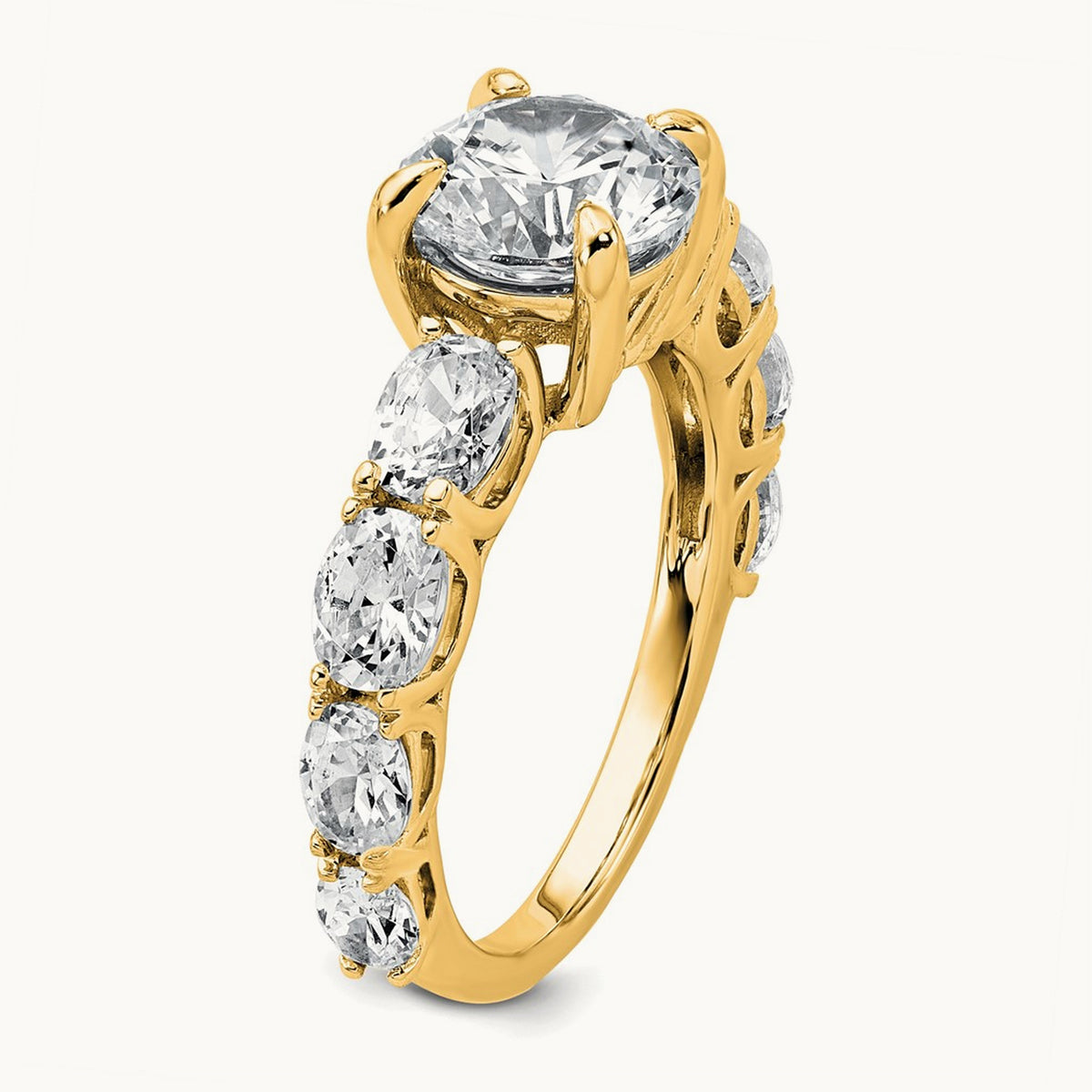 3 3/4 Round Engagement Ring, 3.75 ct tw Lab-Grown Diamond — 14K Yellow Gold