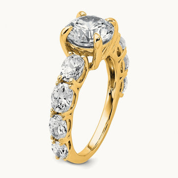 3 3/4 Round Engagement Ring, 3.75 ct tw Lab-Grown Diamond — 14K Yellow Gold