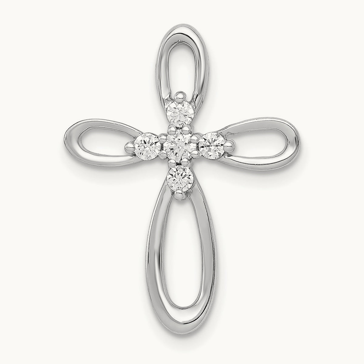 1/20ct. Diamond Cross Chain Slide — 14K White Gold, 23.5mm, 0.2 ct
