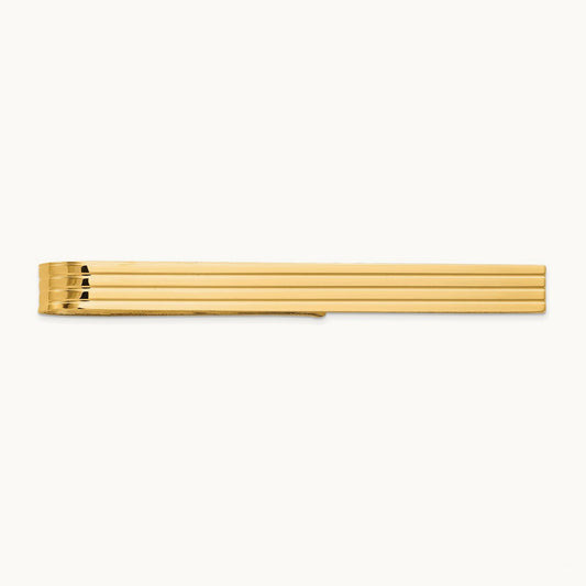 Men's Grooved Tie Bar, 14K