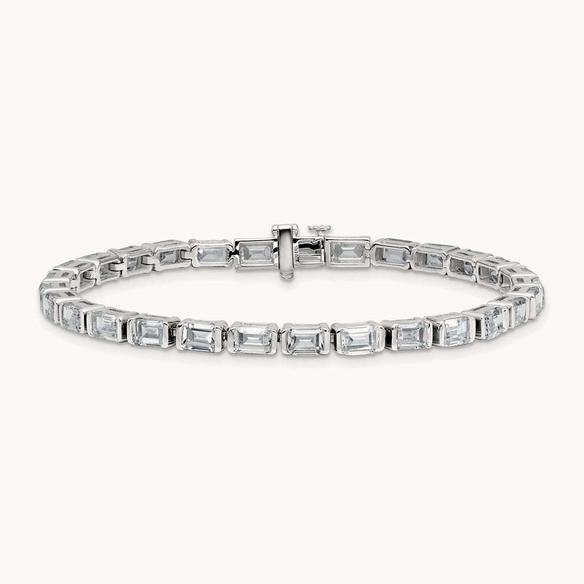 Emerald Bezel Tennis Bracelet, 10.00 ct tw Lab-Grown Diamond — 14K White Gold