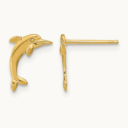 Dolphin Post Earrings, 14K
