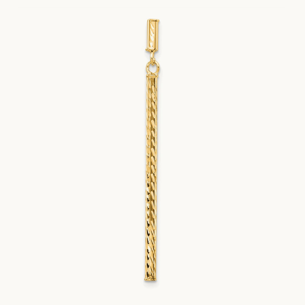 Single 14k Polished and Diamond-cut Bar Dangle Post Earring