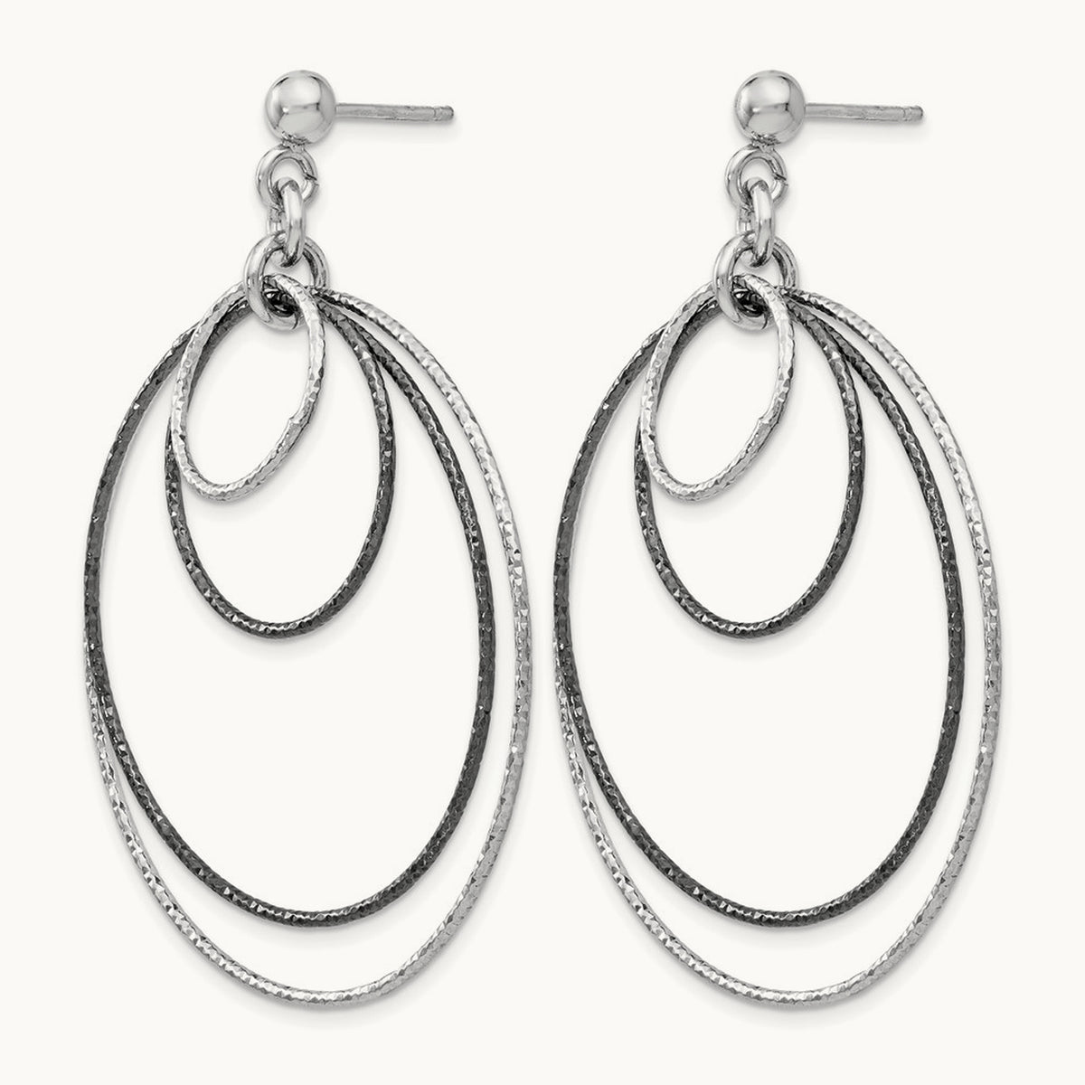 SS and Ruthenium Plated D/C Post Hoop Earrings — Leslie's
