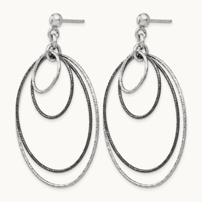 SS and Ruthenium Plated D/C Post Hoop Earrings — Leslie's