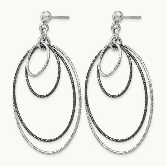 SS and Ruthenium Plated D/C Post Hoop Earrings — Leslie's