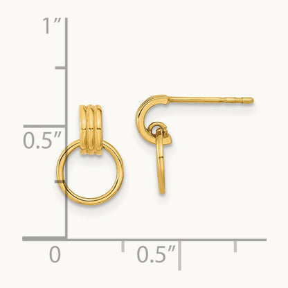 Polished Dangle Circle Post Earrings, 14K