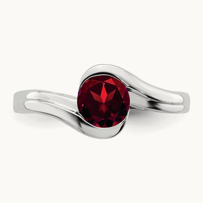 Garnet Bypass Ring, 14K White Gold