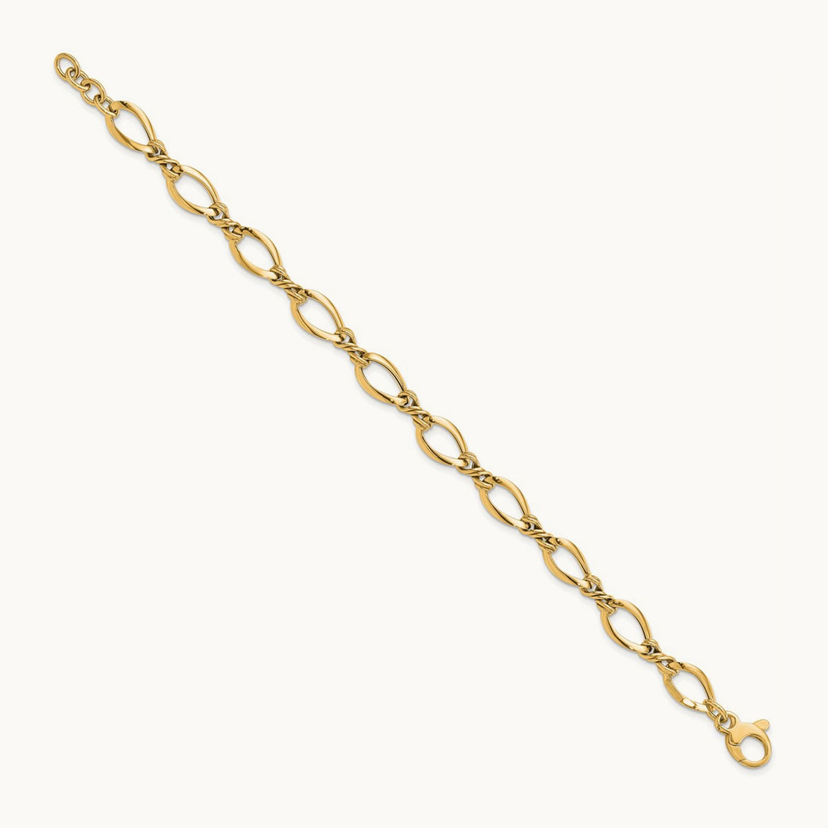 Fancy Link 7.5in Bracelet — 14K Yellow Gold
