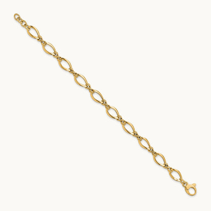 Fancy Link 7.5in Bracelet — 14K Yellow Gold