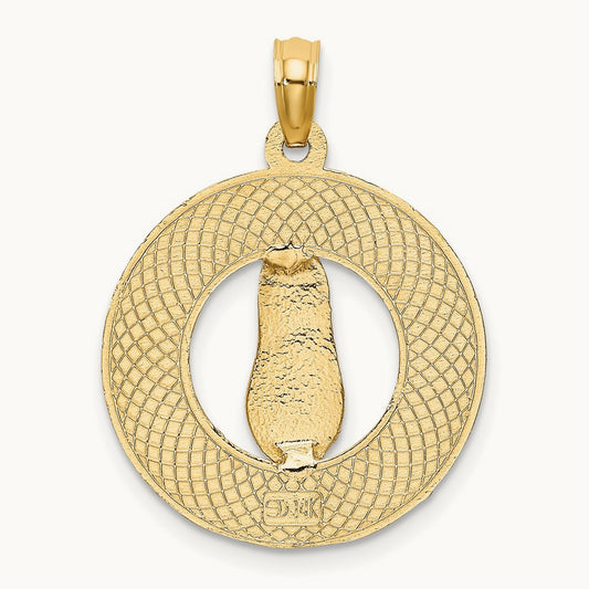 LIFES A BEACH Circle W/Flip-Flop Charm, 14K