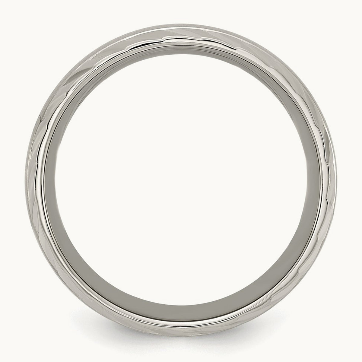 Polished w/Brushed Center & Grooved Edge Band, 8mm, Titanium