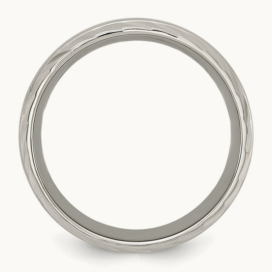 Polished w/Brushed Center & Grooved Edge Band, 8mm, Titanium