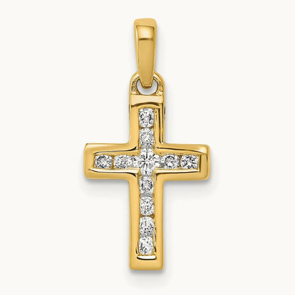 1/6ct. Diamond Latin Cross Pendant — 14K Yellow Gold
