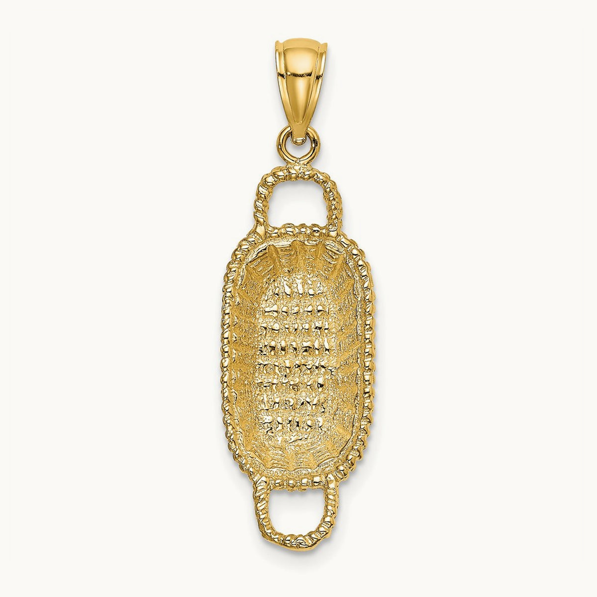 3-D 2 Handles Rectangular Basket Charm, 14K