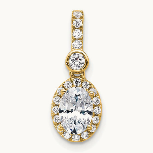 Oval Halo Pendant, 1.00-2.00 ct tw Lab-Grown Diamond — 1 ct · VS (Best), 14K Yellow Gold