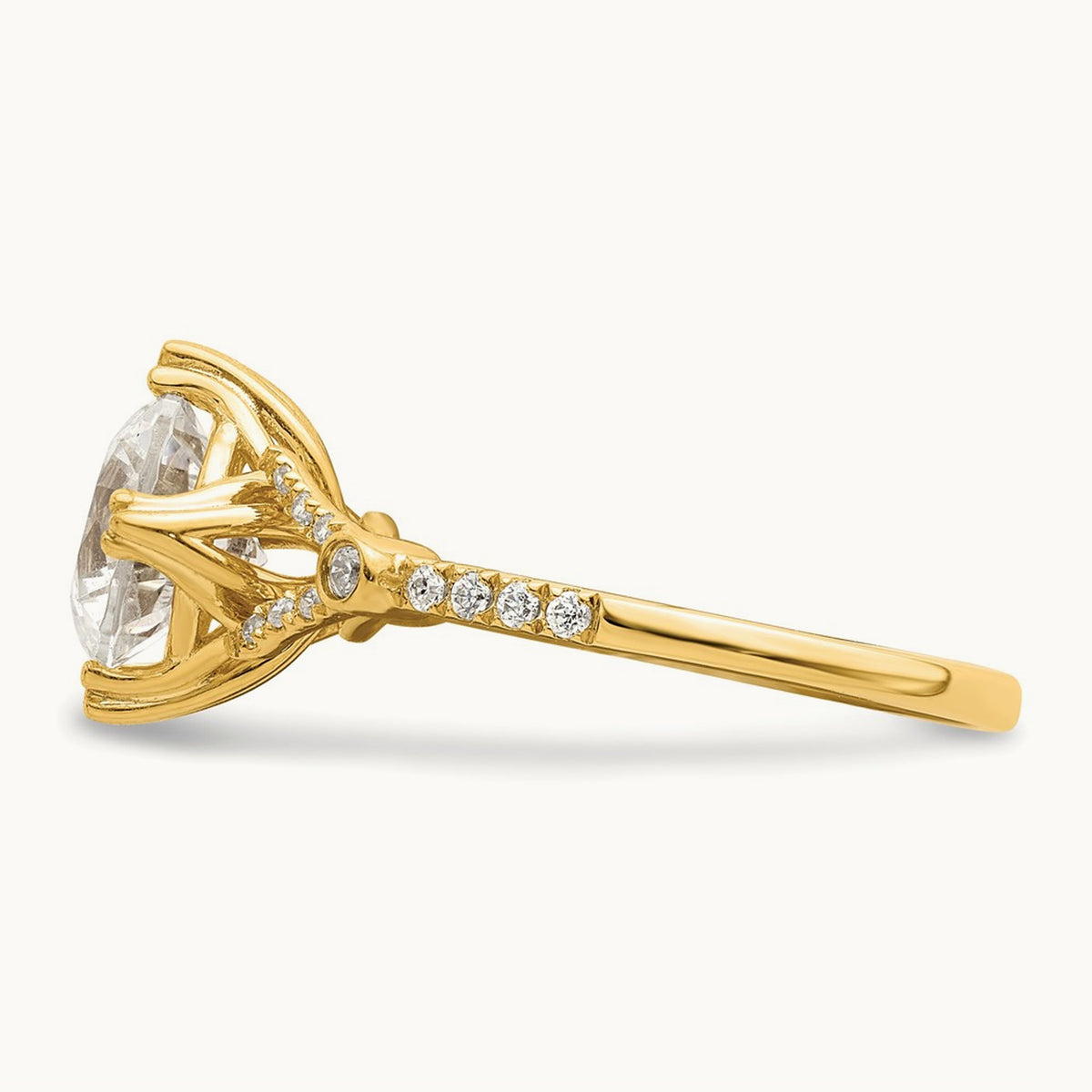 Gold Round Semi-Mount Engagement Ring — 2 ct, 7